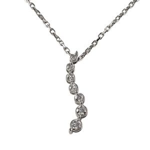 Vintage 14 Karat White Gold and Graduated Diamond Pendant Necklace #13728